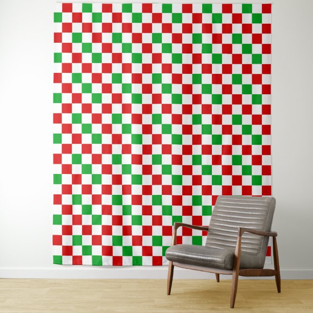 Rot Weiß Grün Kariertes Musterdesign  Wandteppich (Beispiel)