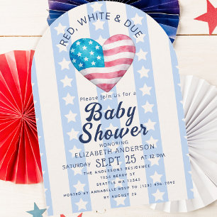 Rot Weiß & Herz-Junge-Baby-Shower-Tor Einladung
