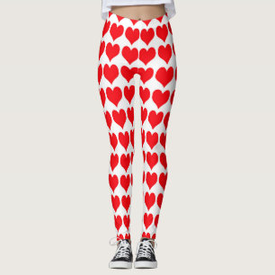 Rot Weiß Herzen Muster Leggings