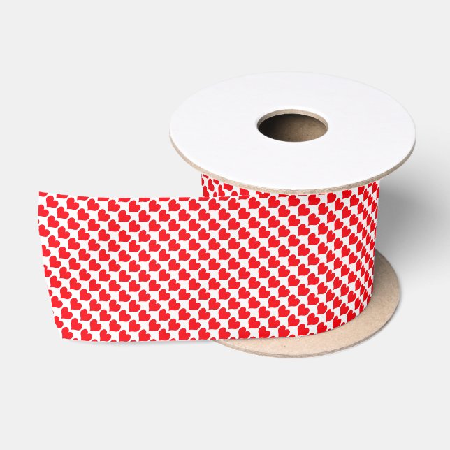 Rot-Weiß-Herzen-Muster Satinband (Spule)