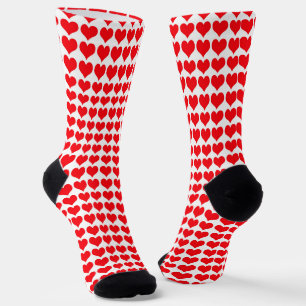 Rot-Weiß-Herzen-Muster Socken