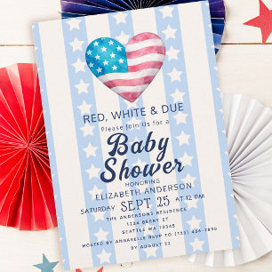 Rot Weiß & Herzstreifen Junge Baby Shower Einladung