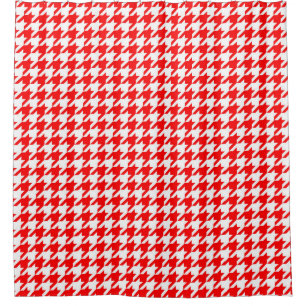 Rot-Weiß-Houndstooth-Karo Duschvorhang