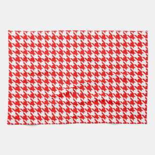 Rot-Weiß-Houndstooth-Karo Geschirrtuch