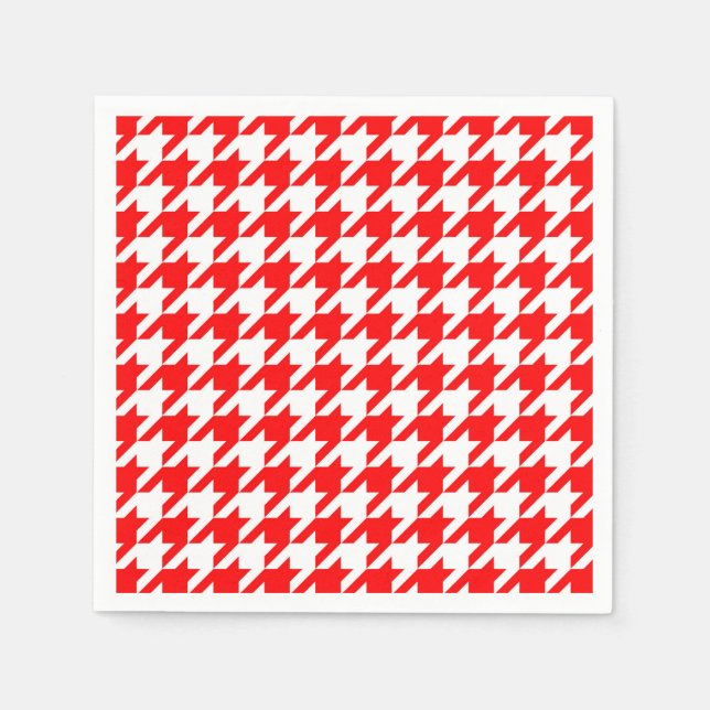 Rot-Weiß-Houndstooth-Karo Serviette (Vorderseite)