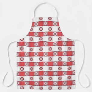 Rot-Weiß-Italienischer-Tischdecke-Druck Schürze