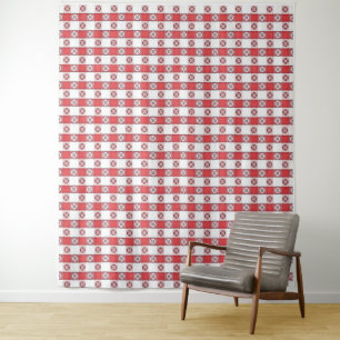 Rot-Weiß-Italienischer-Tischdecke-Druck Wandteppich