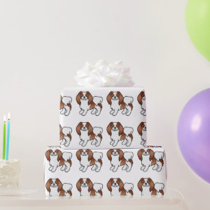 Rot-Weiß-Japan-Chin-Cartoon-Hund-Muster Geschenkpapier