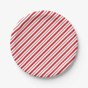 Rot-Weiß-Kandis-Streifen-Feiertags-Weihnachten Pappteller