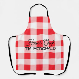Rot-Weiß-Kariert Gingham HOUSE CHEF Schürze