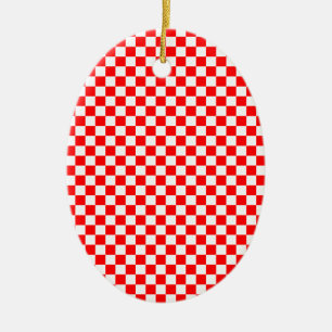 Rot-Weiß kariert Keramik Ornament