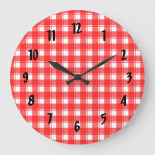 Rot-Weiß-Kariert Schwarze Zahlen Uhr