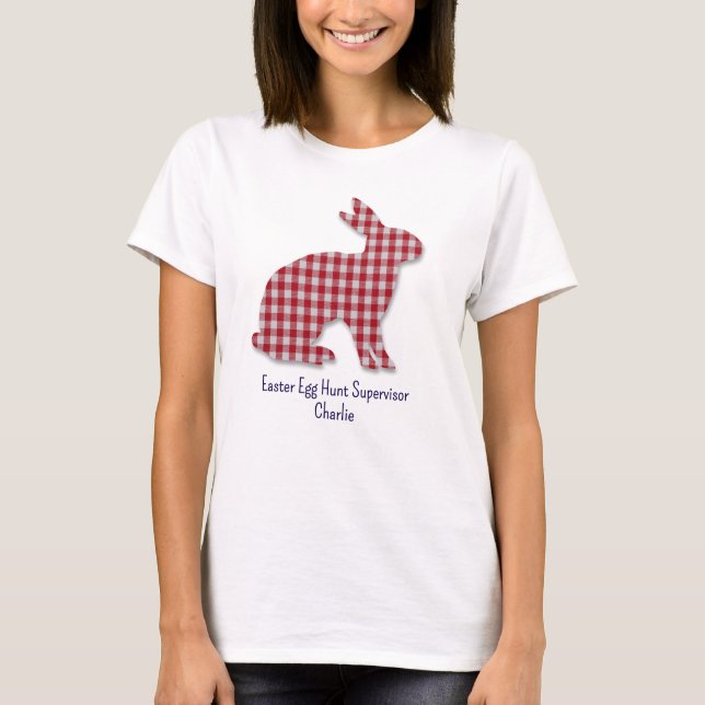 Rot-Weiß-Karierte Sonnige Silhouette Ostern Frauen T-Shirt (Vorderseite)