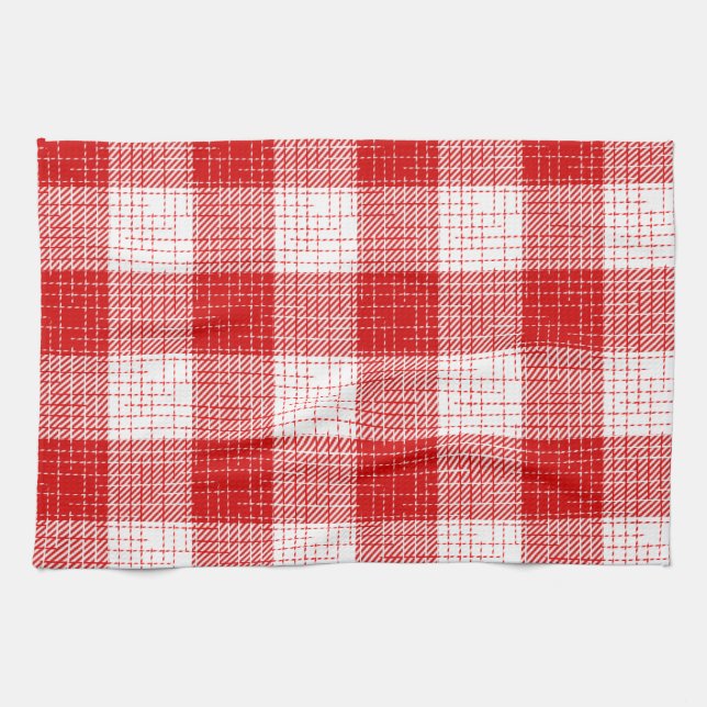 Rot-Weiß-Kariertes-Design mit fettem Karomuster Geschirrtuch (Horizontal)
