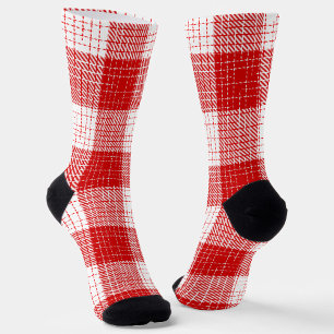 Rot-Weiß-Kariertes-Design mit fettem Karomuster Socken
