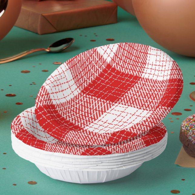 Rot-Weiß-Kariertes-Design mit kühnen Karos  Pappteller (Von Creator hochgeladen)