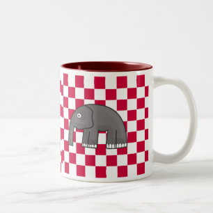 Rot-Weiß kariertes Tierdesign Zweifarbige Tasse