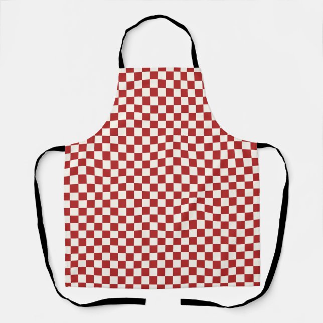 Rot-Weiß-Karo-Gingham-Muster Schürze (Vorderseite)