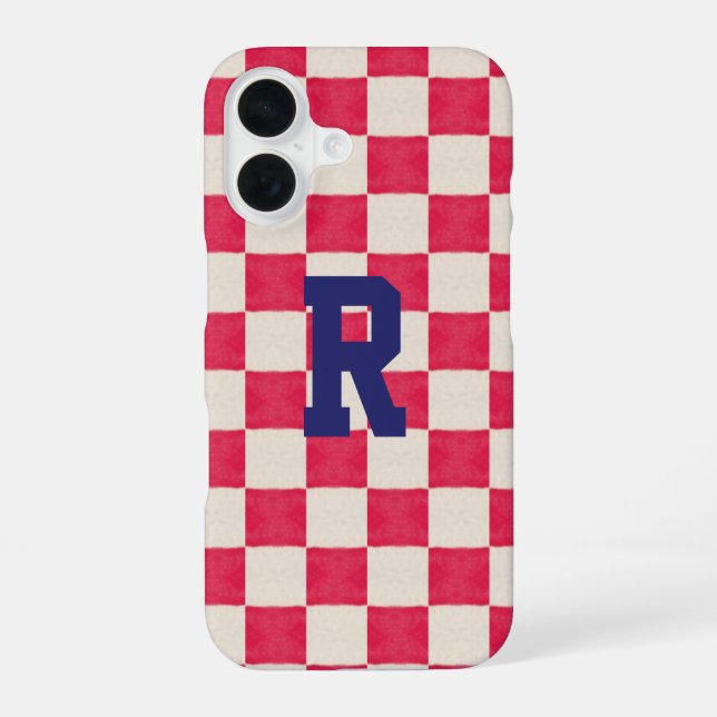 Rot-Weiß-Karo iPhone 16 Hülle (Rückseite)