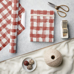 Rot-Weiß-Karo-Streifen-Geburtstag Geschenkpapier