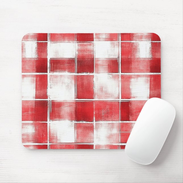 Rot-Weiß-Karo-Streifen Mousepad (Mit Mouse)