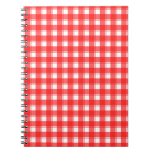 Rot-Weiß-Karo-Streifen-Muster-Notizbuch Notizblock