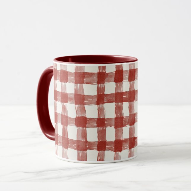 Rot-Weiß-Karo-Streifen   Tasse (Vorderseite Links)
