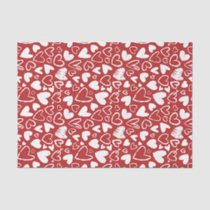 Rot Weiß Kreide Herz Süßes Muster Valentinstag Seidenpapier