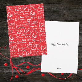 Rot Weiß Liebe Typografie Muster Frohe Valentinsta Feiertagskarte