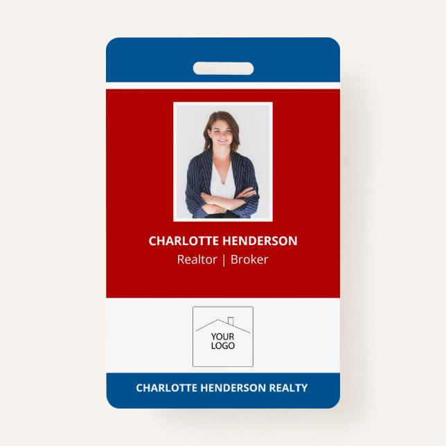 Rot-Weiß-Logo für Real-Anwesen-Agent-Foto Ausweis (Vorderseite)