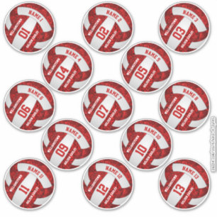 Rot-Weiß-Mannschaft färbt Volleyball 3 Zoll-Aufkle Aufkleber