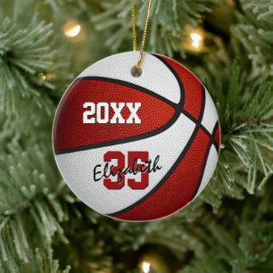 Rot-Weiß-Mannschaft: Jungs-Basketball Keramik Ornament