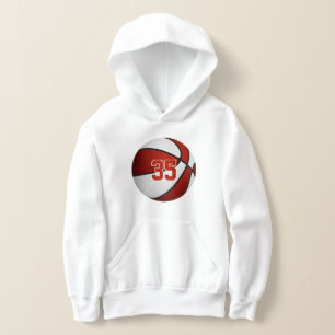 Rot-Weiß-Mannschaftsfarben Jersey-Nummer-Basketbal Hoodie