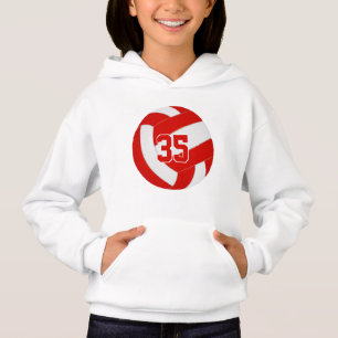 Rot-Weiß-Mannschaftsfarben Jersey-Nummer-Volleybal Hoodie