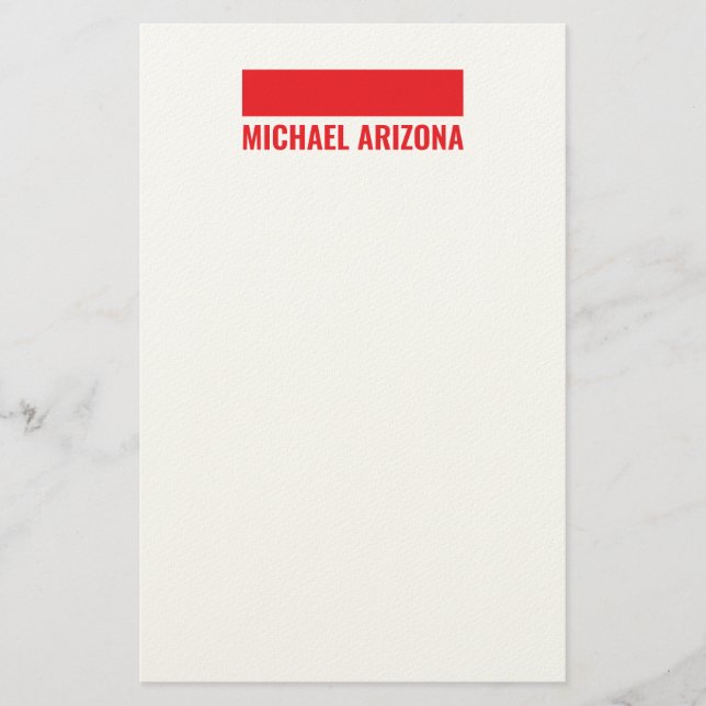 Rot & Weiß minimalistisches einfaches Design Briefpapier (Vorderseite)