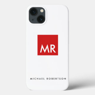 Rot-weiß-Monogramm-Elegant einzigartig Case-Mate iPhone Hülle