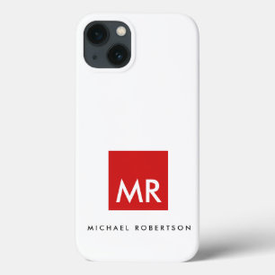 Rot-weiß-Monogramm-Elegant einzigartig Case-Mate iPhone Hülle