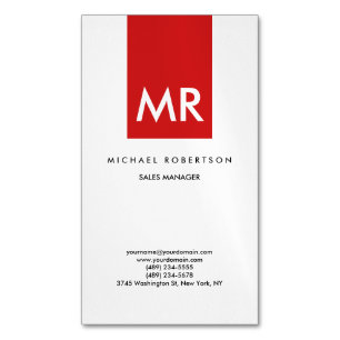 Rot-weiß-Monogramm-Elegant einzigartig Magnetische Visitenkarte