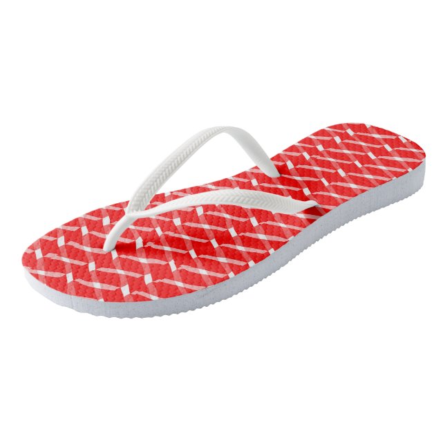 Rot-Weiß-Muster Flip Flops (Schrägansicht)