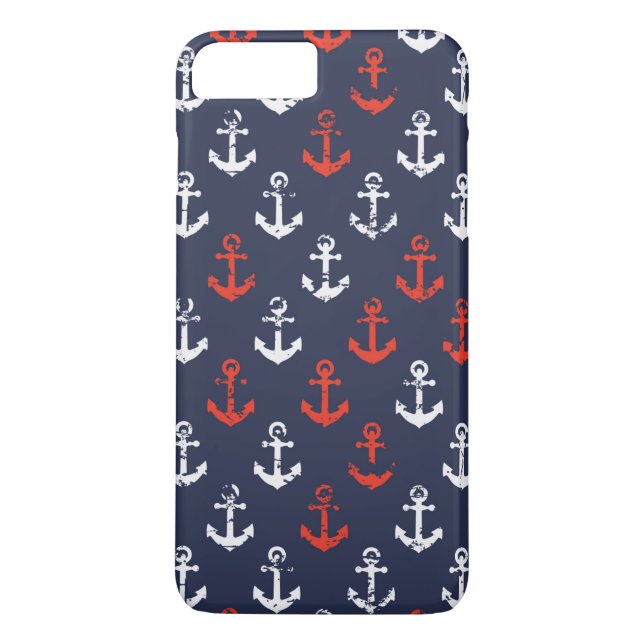 Rot-Weiß-Muster und Blaue Navy-Muster Case-Mate iPhone Hülle (Rückseite)