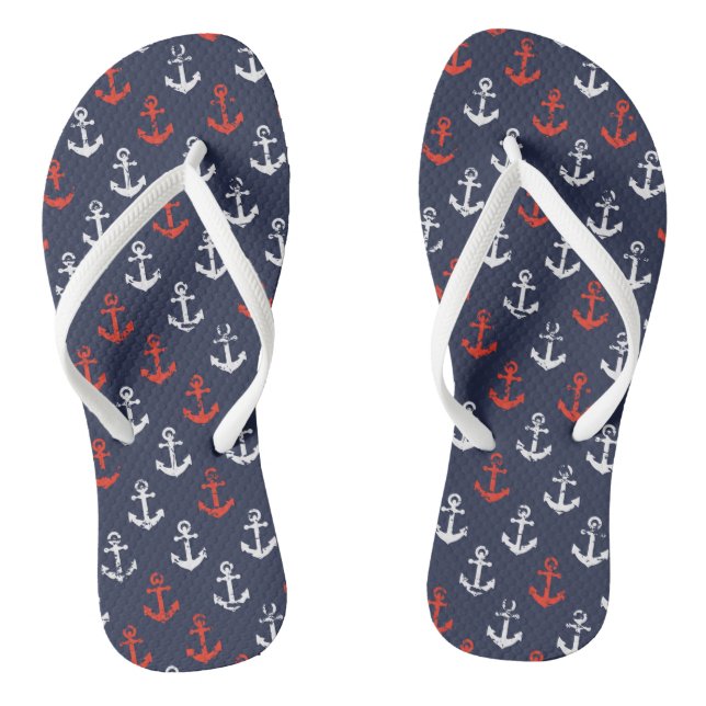 Rot-Weiß-Muster und Blaue Navy-Muster Flip Flops (Fußbett)