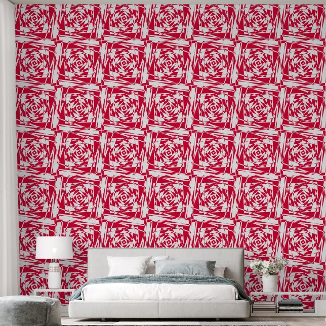 Rot & Weiß optische Täuschung – Modern  Tapete (Schlafzimmer)