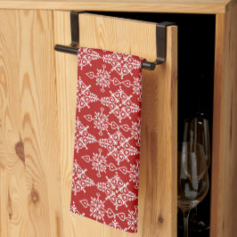 Rot-Weiß-Ornament-Schneeflockenmuster Geschirrtuch