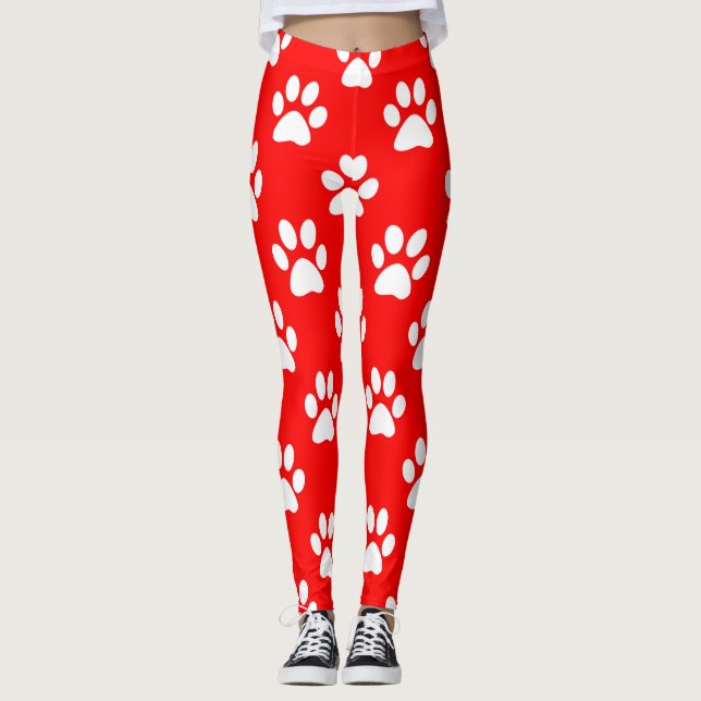 Rot-Weiß-Pastellmuster Leggings (Vorderseite)