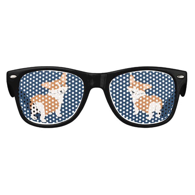 Rot-Weiß-Pembroke Walisischer Corgi-Cartoon Sonnenbrille (Vorderseite)