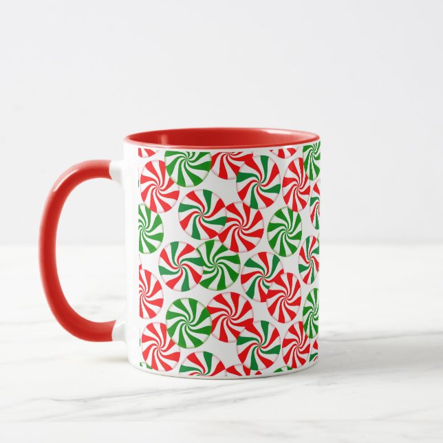 Rot-Weiß-Peppermint-Candy-Swirl-Muster Tasse (Links)