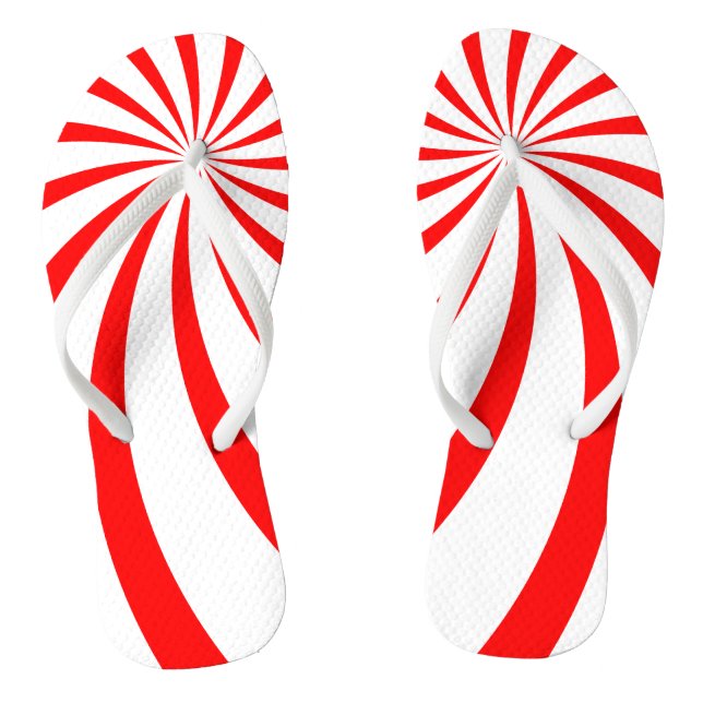 Rot-Weiß-Peppermint-Sonnenbrust-Muster Flip Flops (Fußbett)