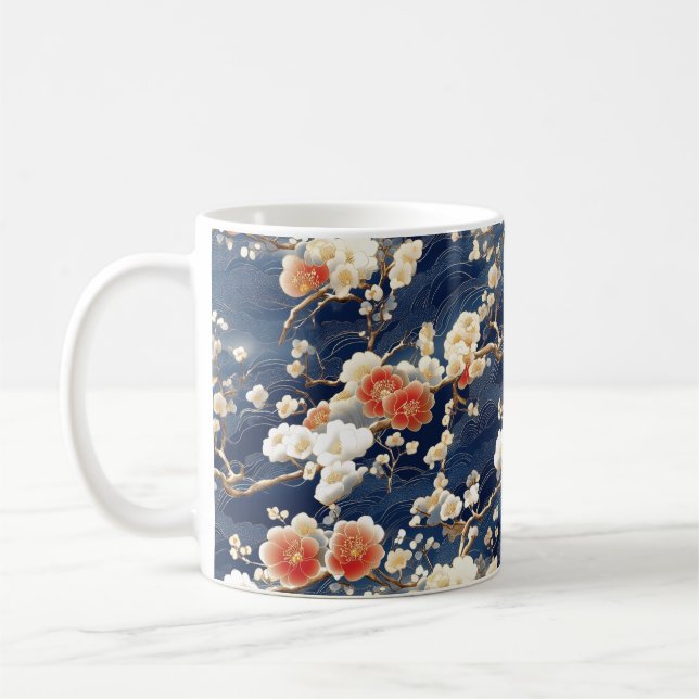 Rot-Weiß-Pflaumenblüte Kaffeetasse (Links)