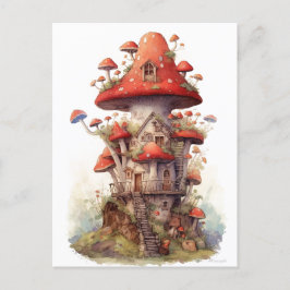 Rot-Weiß-Pilzhaus Postkarte