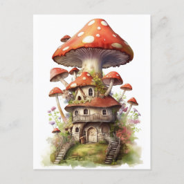 Rot-Weiß-Pilzhaus Postkarte